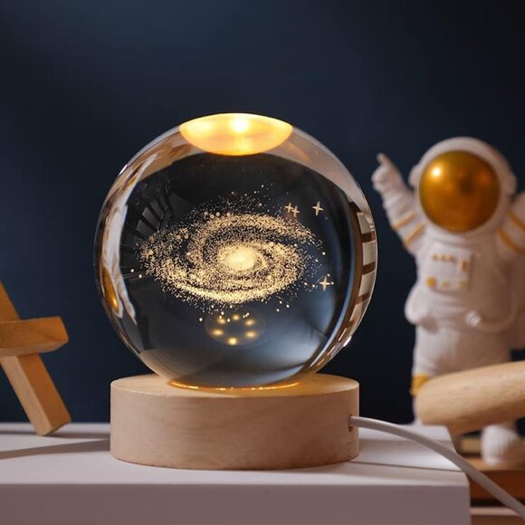 3D Galaxy Globe Crystal Ball, Laser Engraved Planet Model Astronomy Sphere Decor - Picture 7 of 7